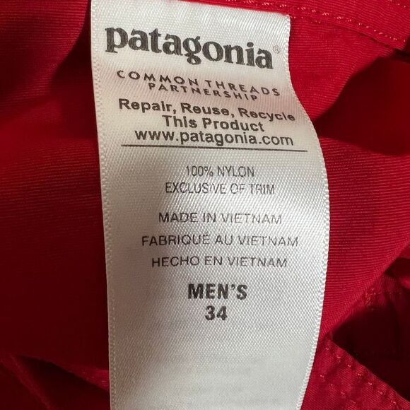 PATAGONIA WAVEFARER RELAXED FIT BOARD BEACH COASTAL SWIM SHORTS SIZE 34 RED - Picture 5 of 6